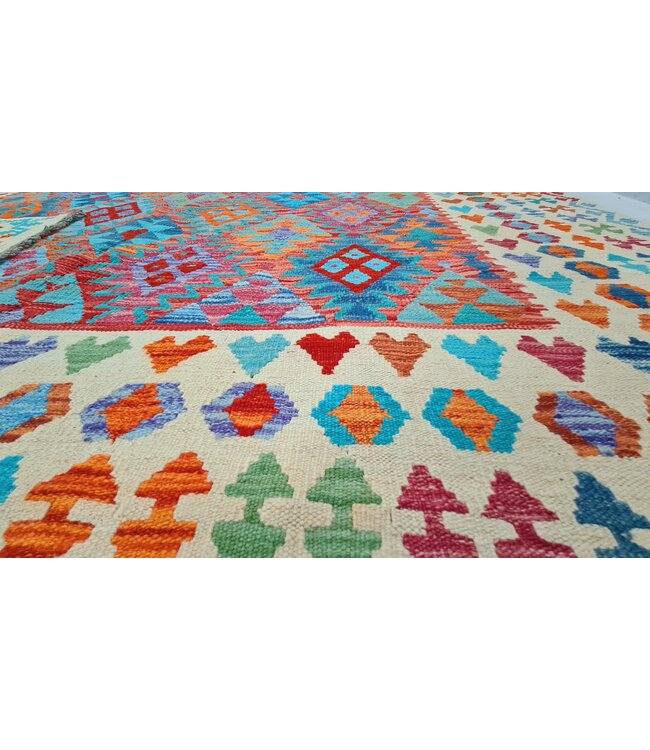 Handgewebte Orientalisch Wolle Kelim Teppich  347x250cm