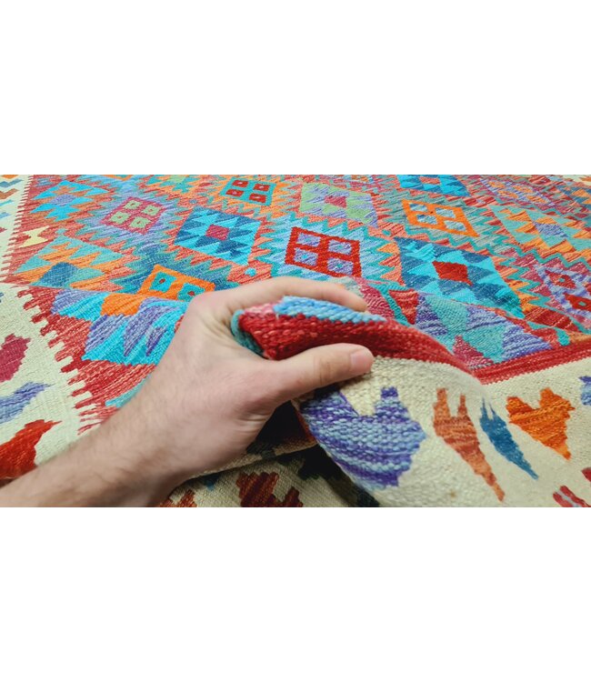Handgewebte Orientalisch Wolle Kelim Teppich  347x250cm