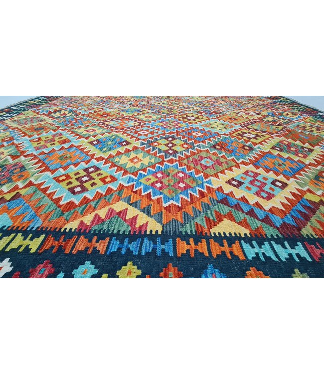 Hand Woven Afghan Wool Kilim Area Rug   297x258cm