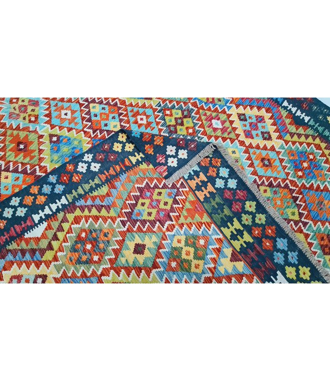 Hand Woven Afghan Wool Kilim Area Rug   297x258cm