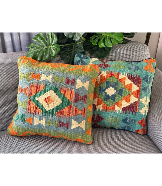 2x kilim cushion cover ca 45x45 cm with filling