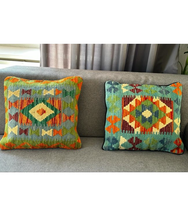 2x kilim cushion cover ca 45x45 cm with filling