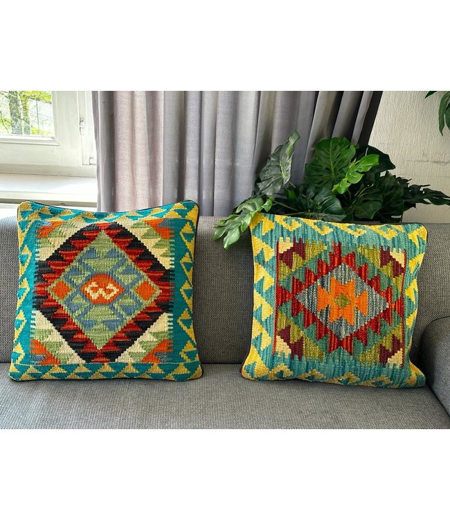 2x kilim cushion cover ca 45x45 cm with filling