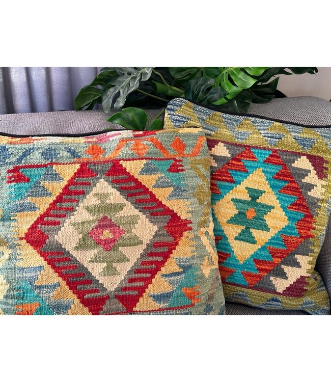 2x kilim cushion cover ca 45x45 cm with filling