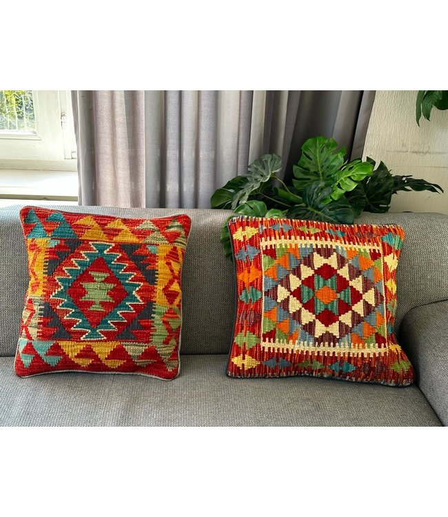 2x kilim cushion cover ca 45x45 cm with filling