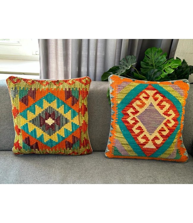 2x kilim cushion cover ca 45x45 cm with filling