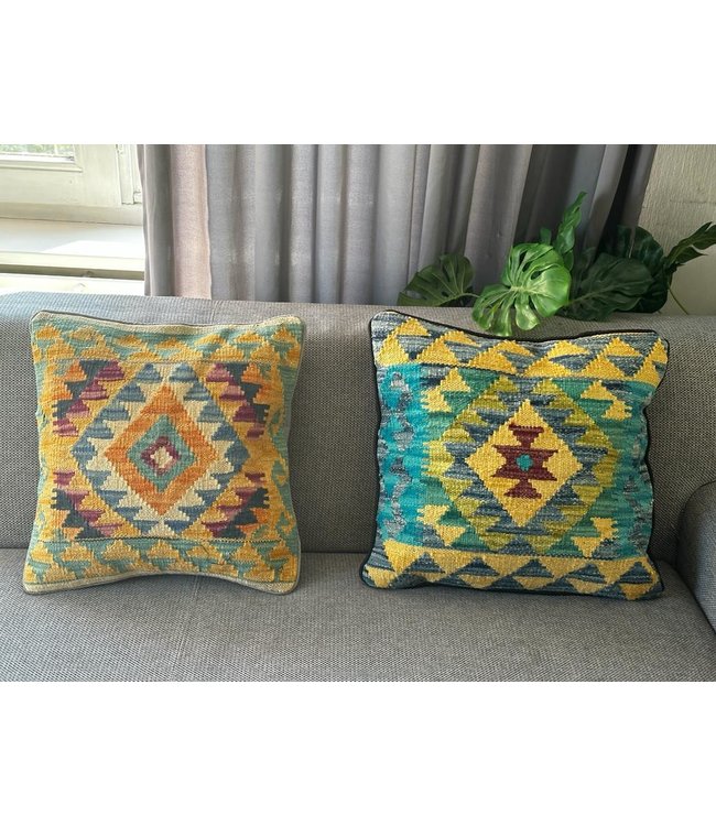 2x kilim cushion cover ca 45x45 cm with filling