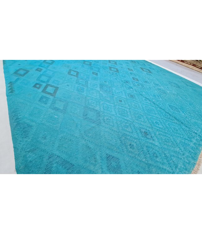 Hand geweven Oosters Kelim Wol Vloerkleed  290x258cm