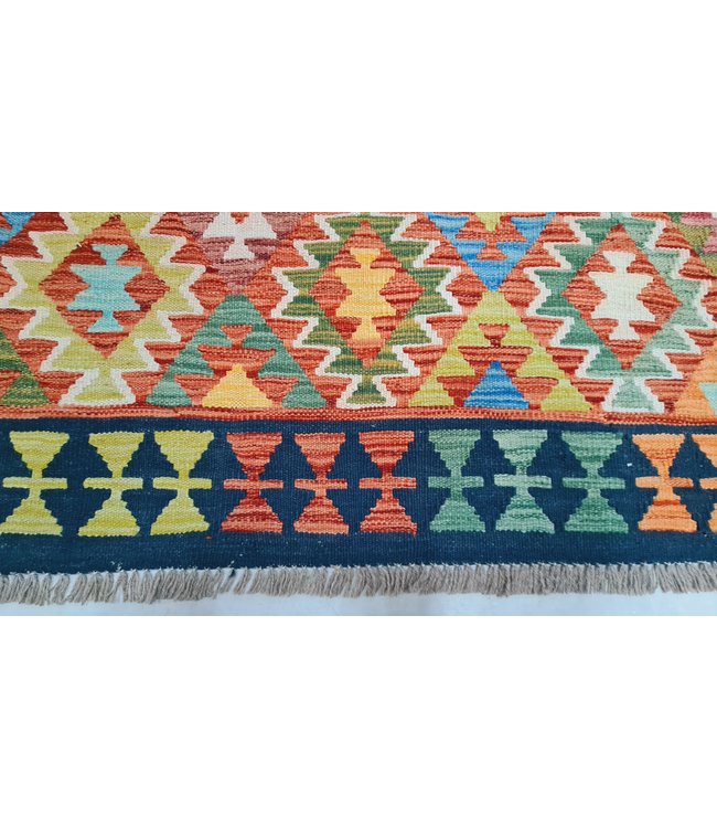 Hand geweven Oosters Kelim Wol Vloerkleed  299x254cm