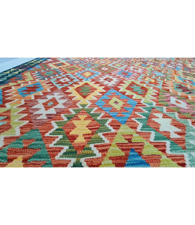 Hand Woven Afghan Wool Kilim Area Rug   299x254cm