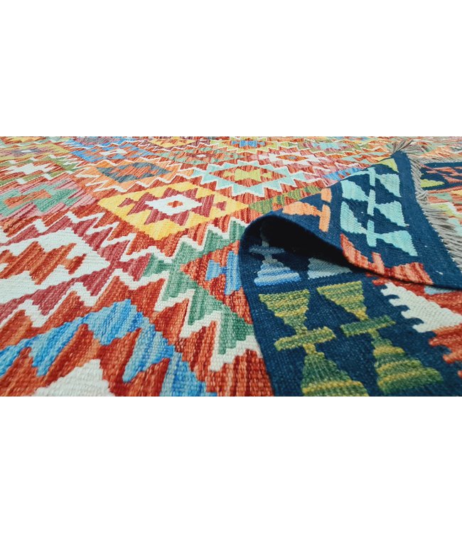 Hand Woven Afghan Wool Kilim Area Rug   299x254cm