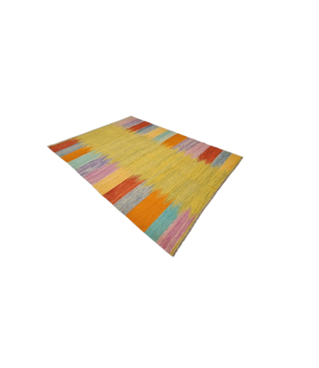 343x241cm Handgeweven modern Kelim Tapijt Wol