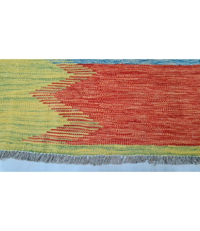 343x241cm Handgeweven modern Kelim Tapijt Wol