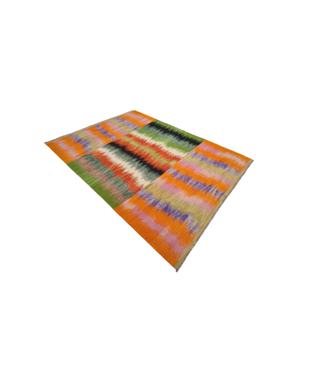 345x242cm Handgeweven modern Kelim Tapijt Wol