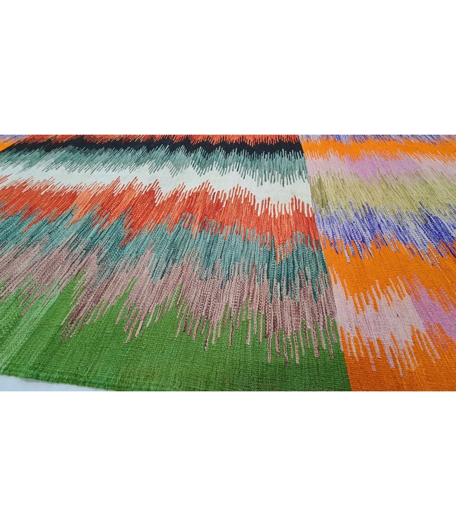 345x242 cm Handmade Afghan Kilim Area Rug Modrn