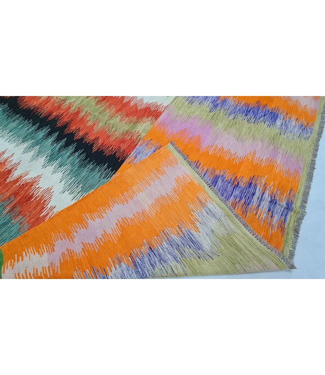 345x242cm Handgeweven modern Kelim Tapijt Wol