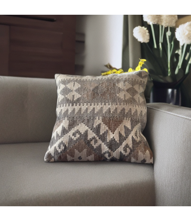 1x Natural  kilim cushion cover traditional ca 45x45 cm with filling