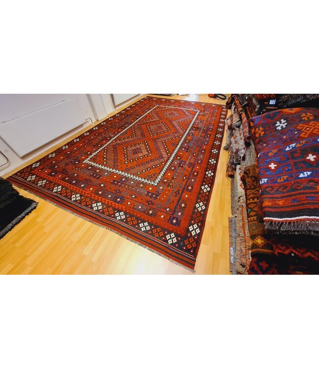 484x301cm Hand Woven Afghan Wool Kilim Area Rug