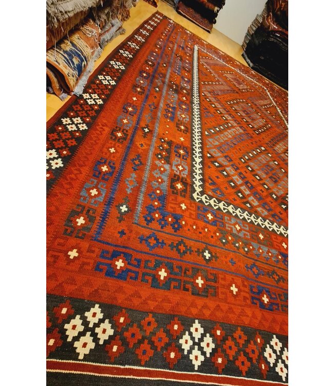 484x301cm Hand Woven Afghan Wool Kilim Area Rug