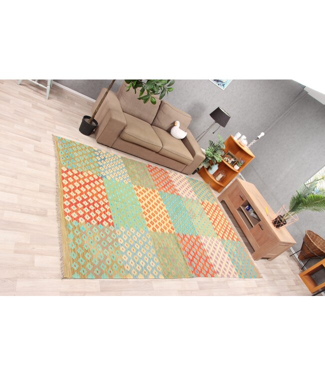 298x191cm Handmade Afghan Traditioneel Kilim Area Rug Wool Carpet