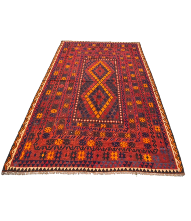 Hand Woven Afghan Wool Kilim Area Rug 302 x 208 cm