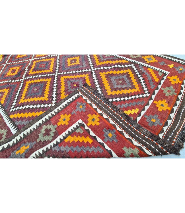 Hand Woven Afghan Wool Kilim Area Rug 325x178 cm