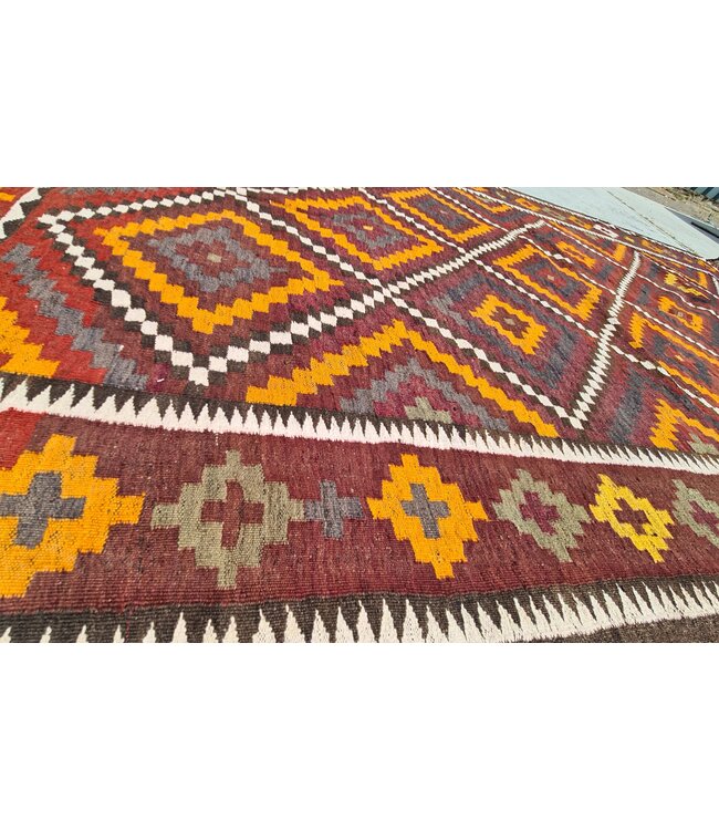 Hand Woven Afghan Wool Kilim Area Rug 325x178 cm