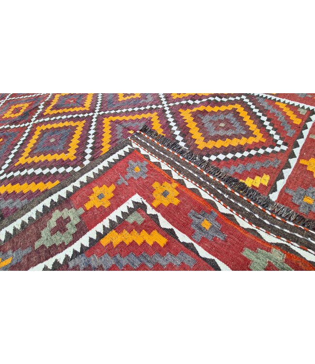 Handgewebte Orientalisch Wolle Kelim Teppich 325x178 cm