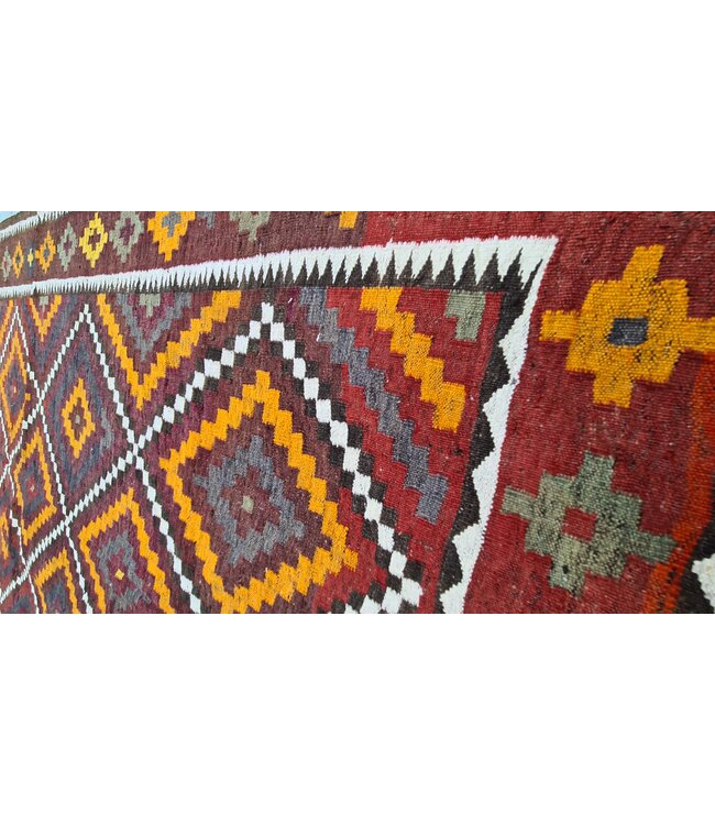 Handgemaakt Oosters Kelim Wol Vloerkleed 325x178 cm