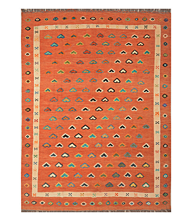 Barjasta handgeknüpfter und gewebter afghanischer Kelim-Teppich Modern 346x262 cm