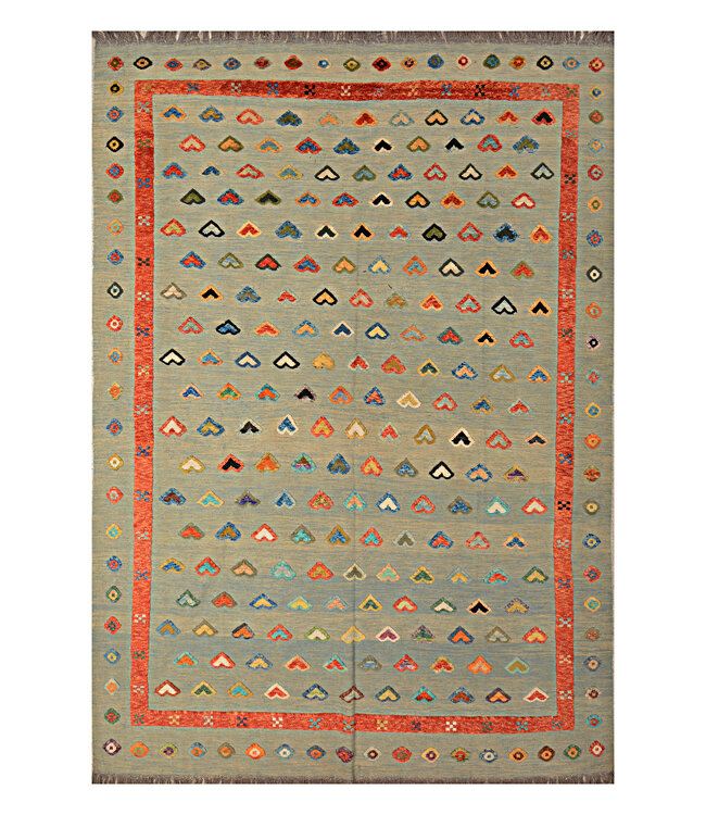 Barjasta hand knotted & woven Afghan Kilim Area Rug Modern  353x247 cm