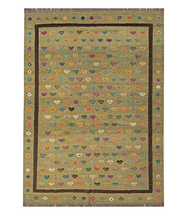 Barjasta handgeknüpfter und gewebter afghanischer Kelim-Teppich Modern 345x250 cm