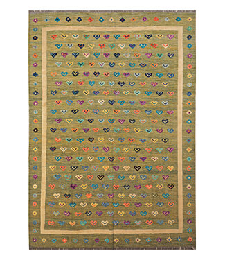 Barjasta handgeknüpfter und gewebter afghanischer Kelim-Teppich Modern 345x243 cm