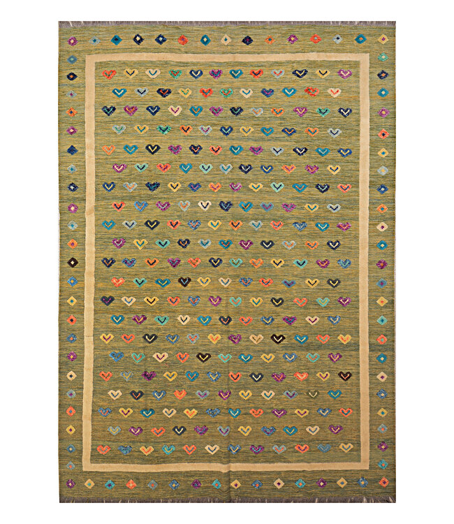 Barjasta handgeknüpfter und gewebter afghanischer Kelim-Teppich Modern 345x243 cm