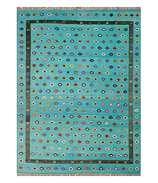 Barjasta handgeknoopt en geweven Afghaans kelim vloerkleed modern 348x256 cm