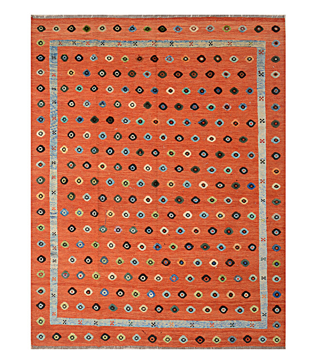 Barjasta handgeknoopt en geweven Afghaans kelim vloerkleed modern 342x260cm