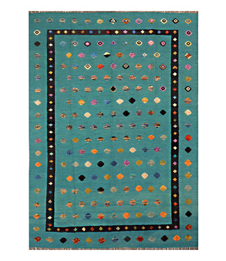 Barjasta handgeknoopt en geweven Afghaans kelim vloerkleed modern 348x248cm Barjasta handgeknoopt en geweven Afghaans kelim vloerkleed modern 348x248cm