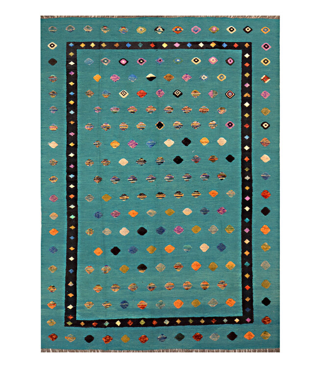 Barjasta handgeknüpfter und gewebter afghanischer Kelim-Teppich Modern 348x248cm