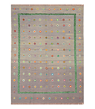 Barjasta handgeknoopt en geweven Afghaans kelim vloerkleed modern 337x256cm