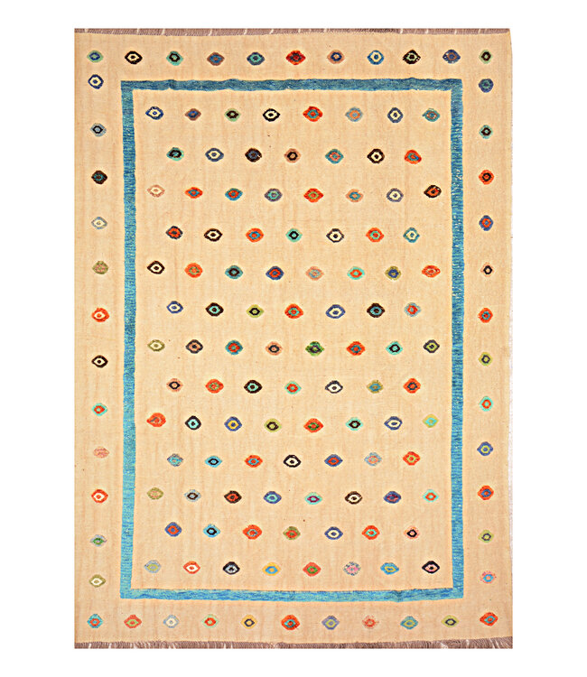 Barjasta hand knotted & woven Afghan Kilim Area Rug Modern 350x240cm