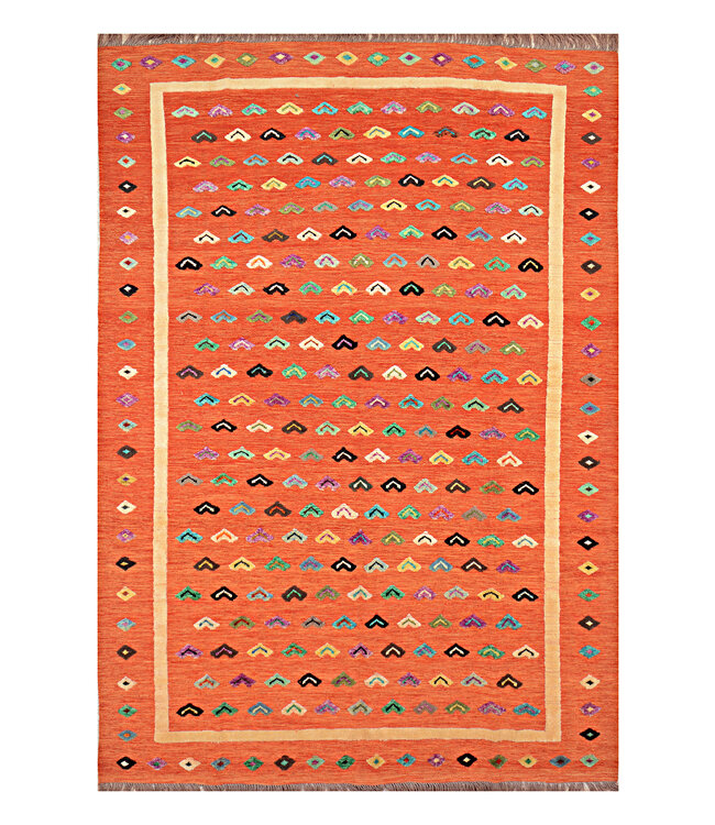 Barjasta handgeknüpfter und gewebter afghanischer Kelim-Teppich Modern 351x250cm