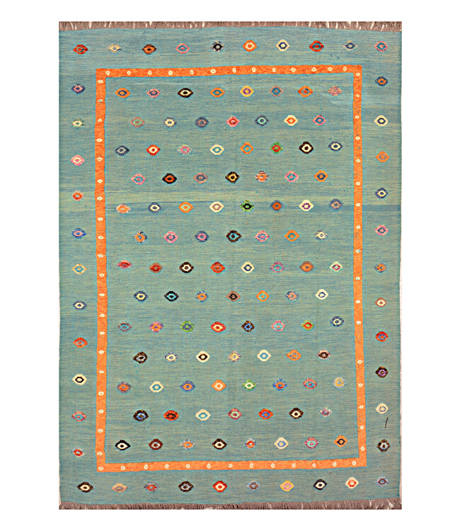 Barjasta handgeknüpfter und gewebter afghanischer Kelim-Teppich Modern 348x250cm