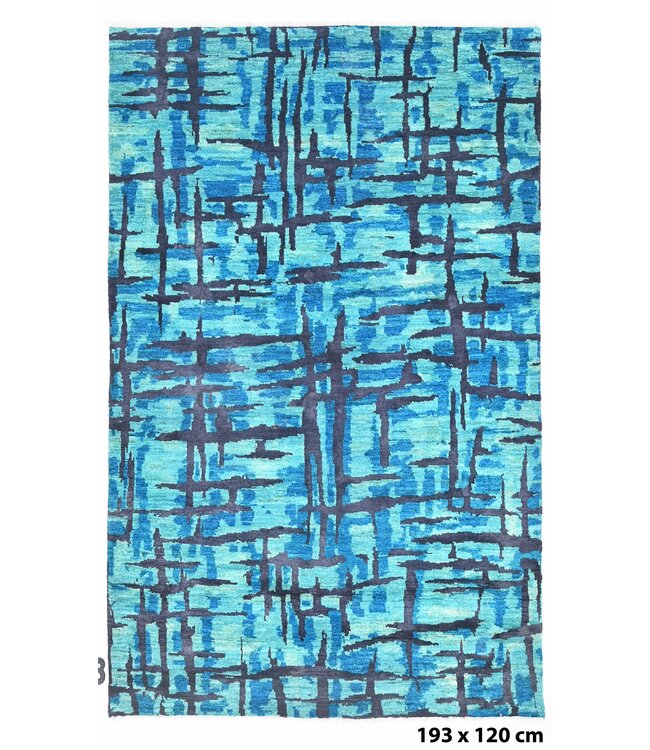 Blauw Zebra Stitch Vloerkleed 193 x 120 cm