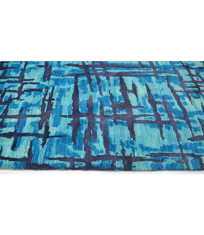 Blauer Teppich mit Zebramuster, 193 x 120 cm