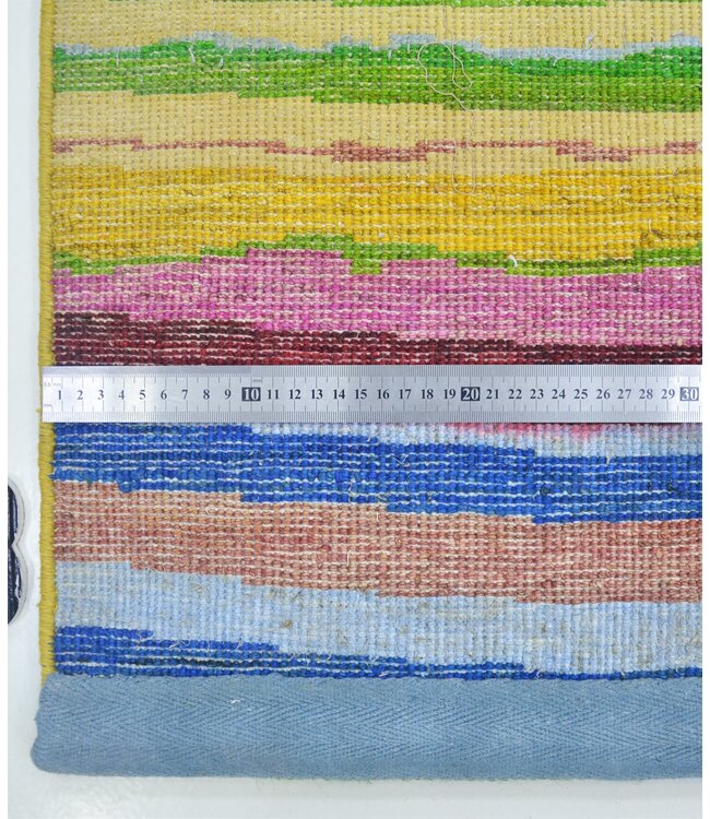 Regenboog vloerkleed met krijtstreep 297 x 196 cm