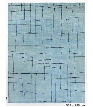 White Line in Blue Rug 312 x 239 cm