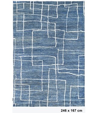 White Line in Blue Rug 246 x 167 cm