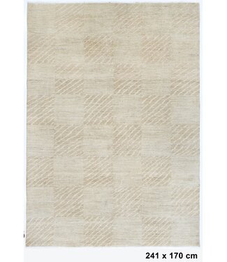 Beige vloerkleed met gingham-ruit 241 x 170 cm