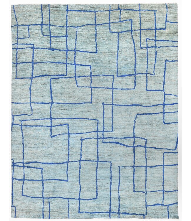 Blue Line in Grass Rug 321 x 245 cm