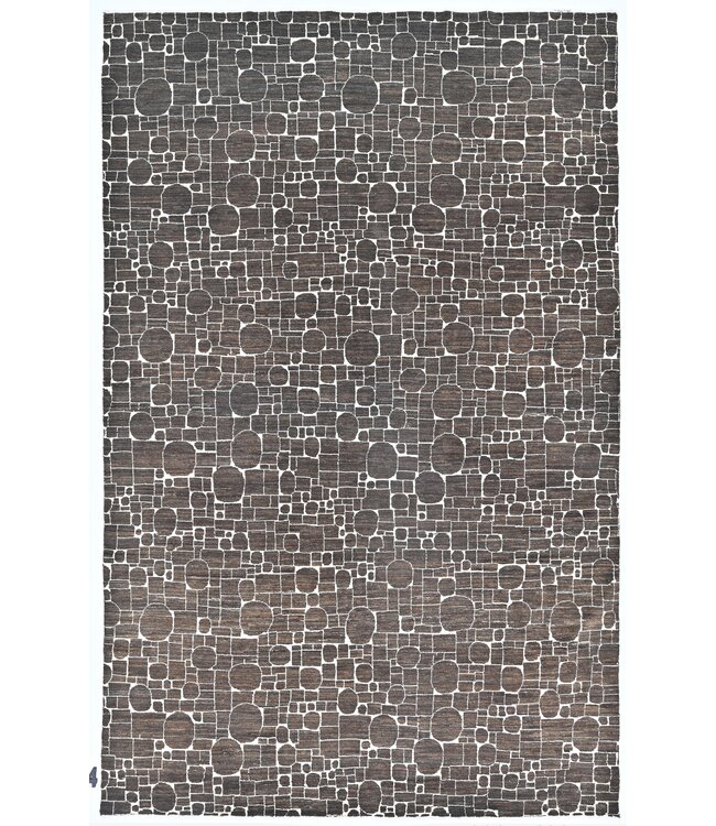 Zwart rond vloerkleed 306 x 196 cm